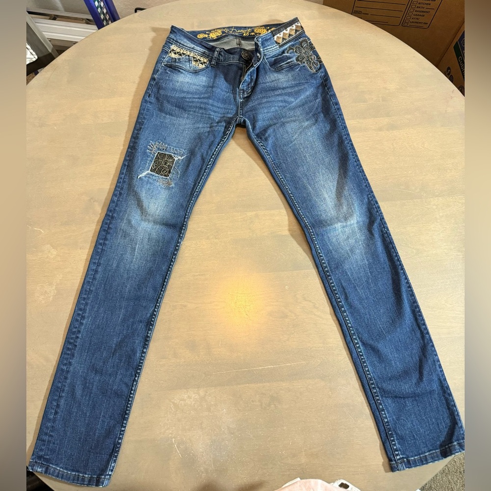 Desigual Women’s Blue Jeans with Distressed Details - Picture 1 of 8